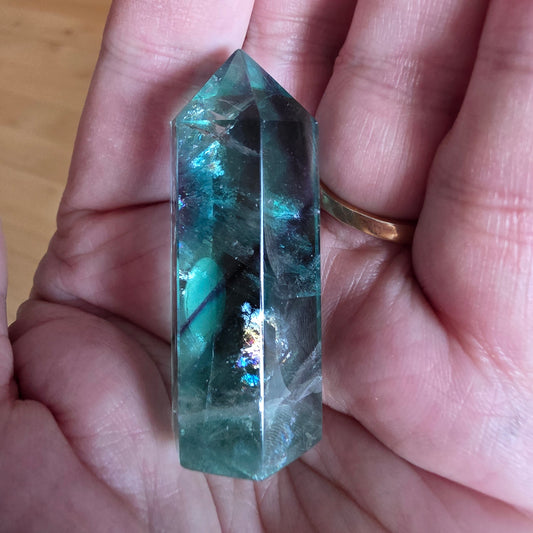 Fluorit blå/grøn spids 5,5 cm