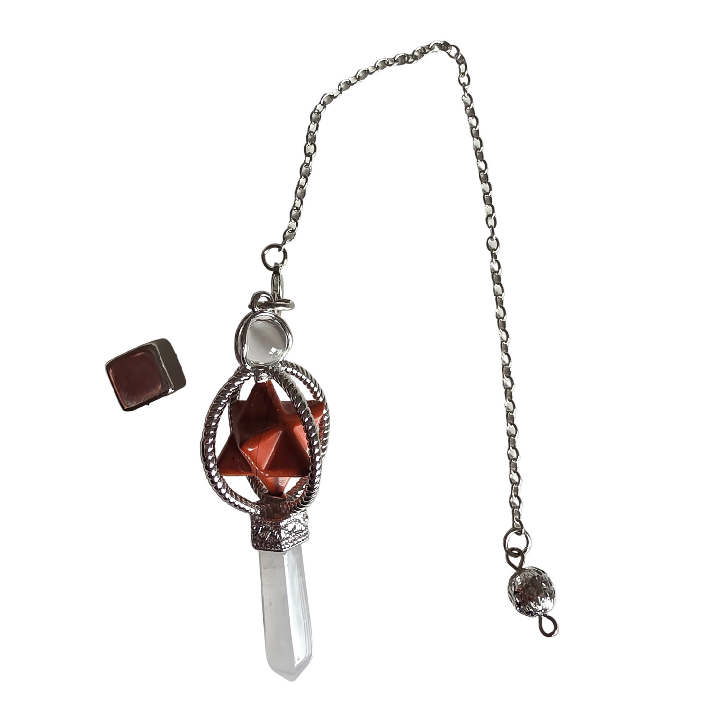 Jaspis Rød m bjergkrystal merkaba pendul