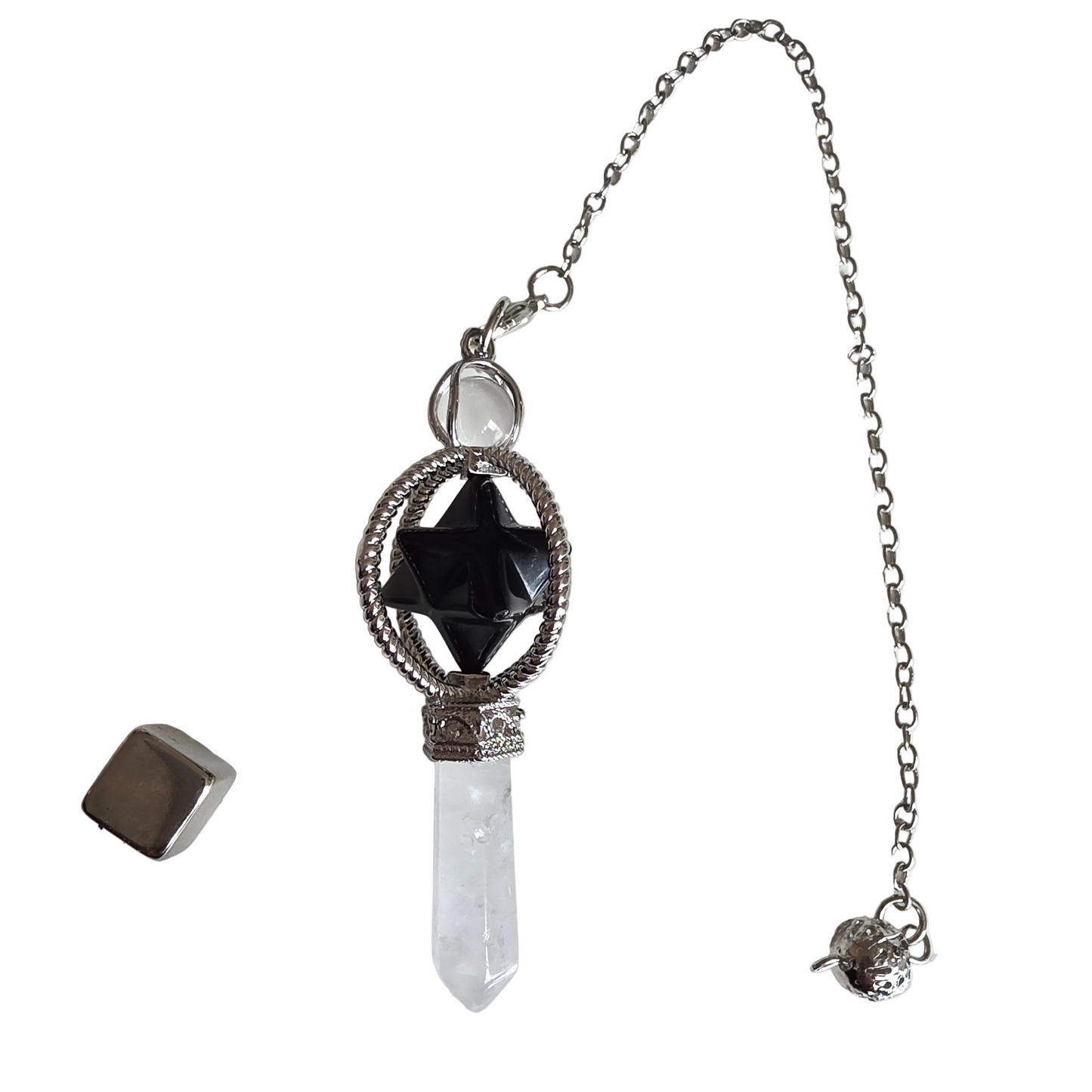 Pendul Onyx Sort og bjergkrystal