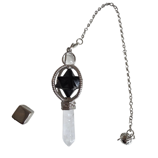 Pendul Onyx Sort og bjergkrystal