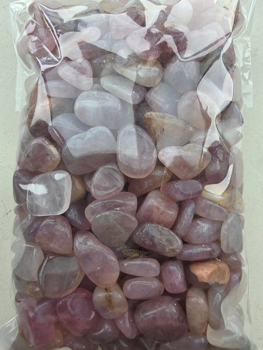 Glasflaske (33 cl) - med krystalchips- Pink Ametyst