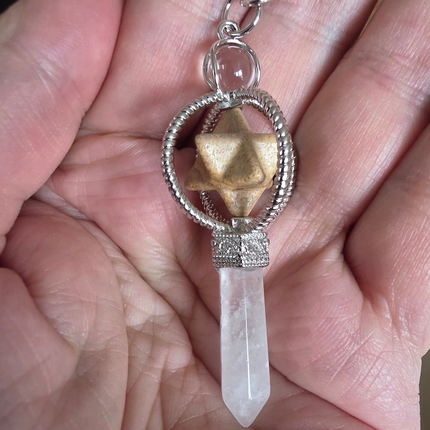 Jaspis landskab merkaba bjergkrystal Pendul