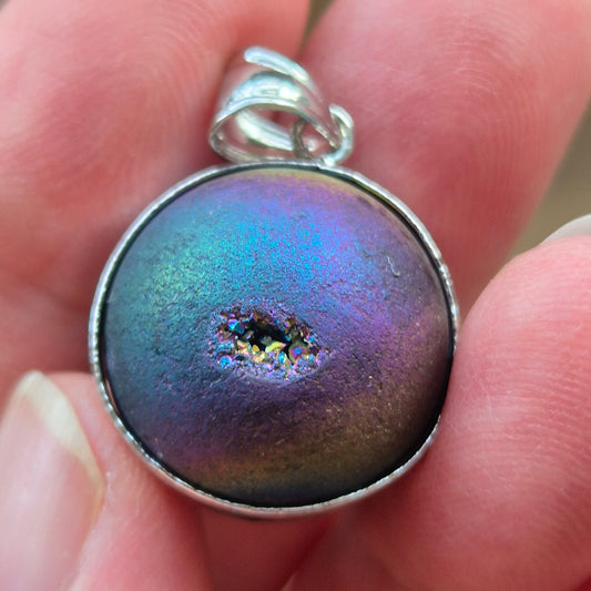 Agat Geode Vedhæng electroplated