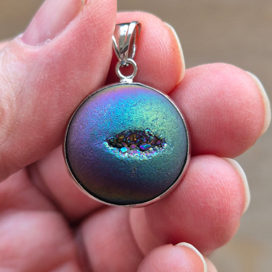 Agat Geode Vedhæng electroplated