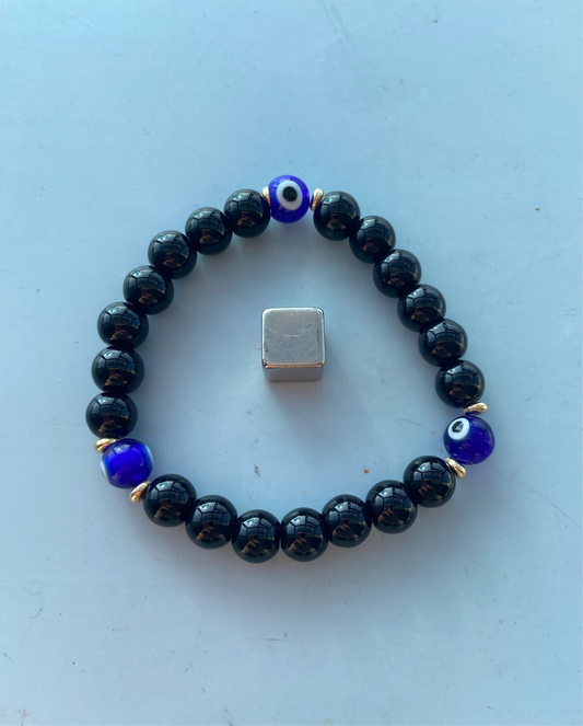 Sort Obsidian med Evil Eye – fuld beskyttelse mod indre skygger og ydre negativitet.