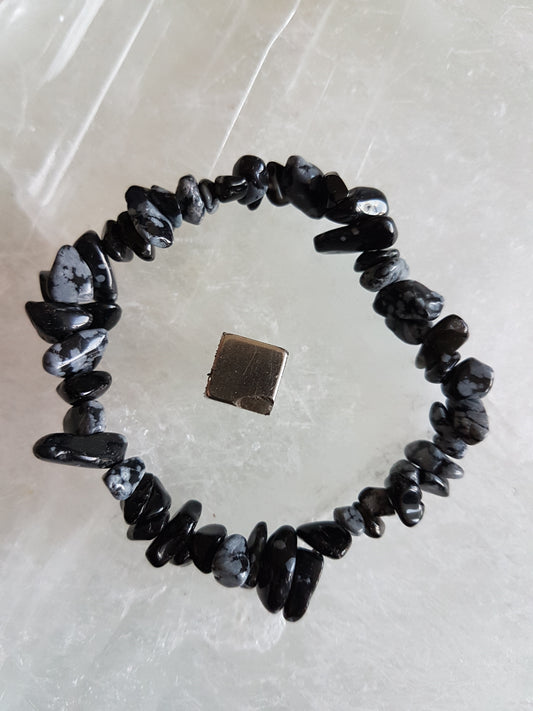 Bracelet Obsidian snowflake