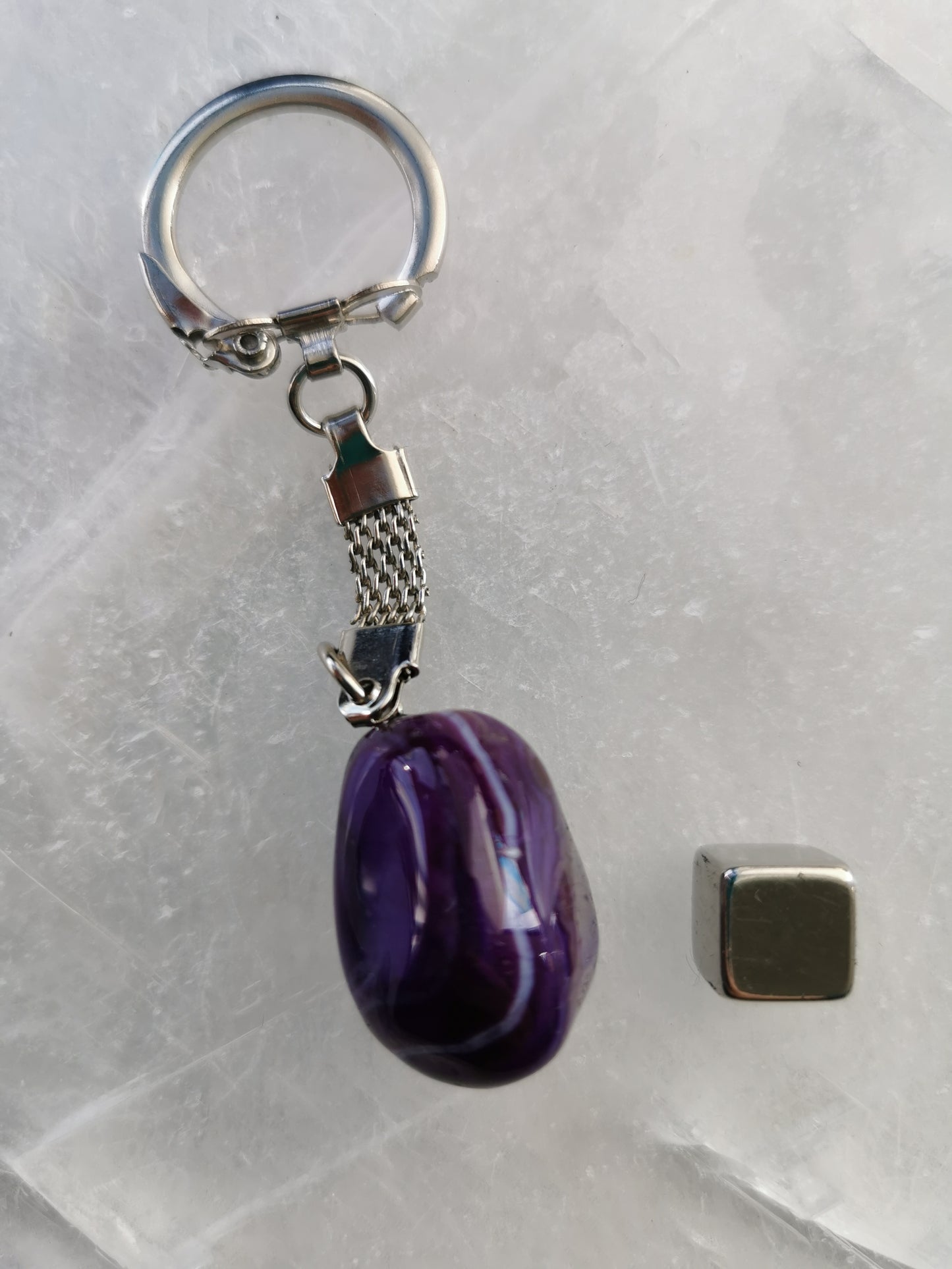 Agate Purple Key Ring