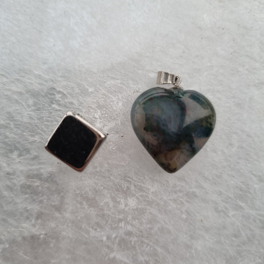 Agat mos hjerte vedhæng