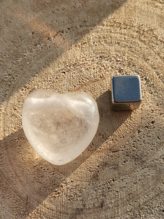 Rock crystal heart pendant with hole