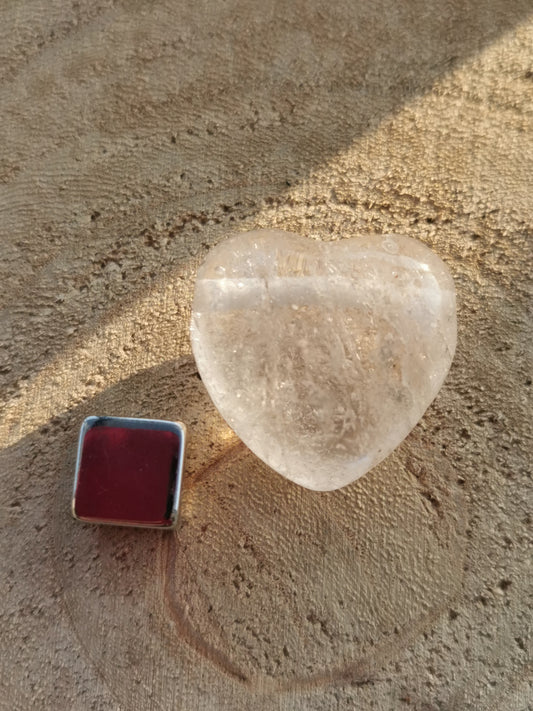 Rock crystal heart pendant with hole