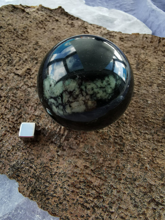 Obsidian Snowflake Sphere