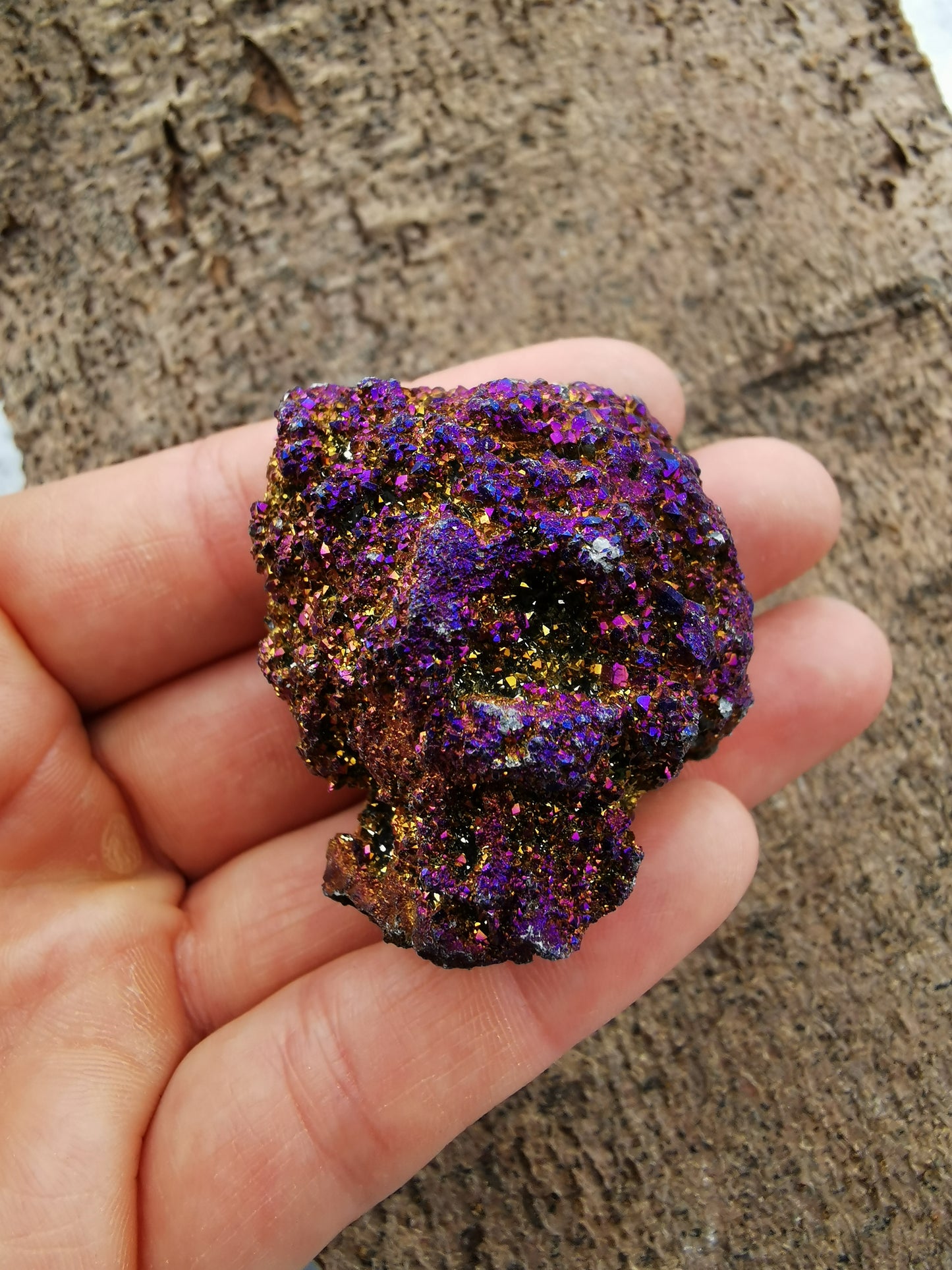 Rainbow calcite Geode - medium 