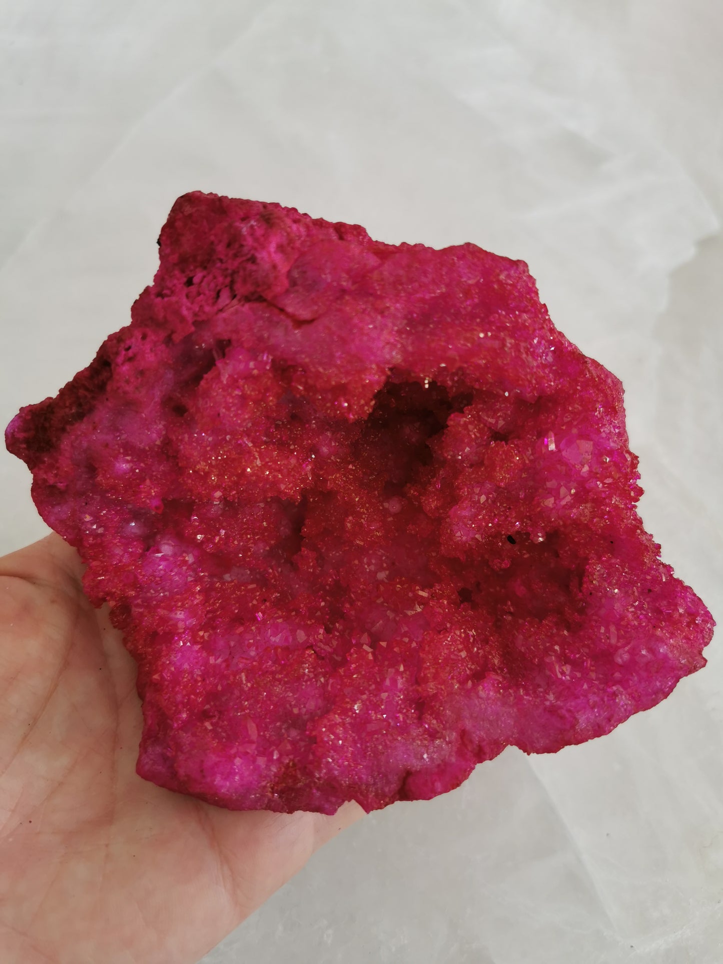 Calcit Pink rå - farvet
