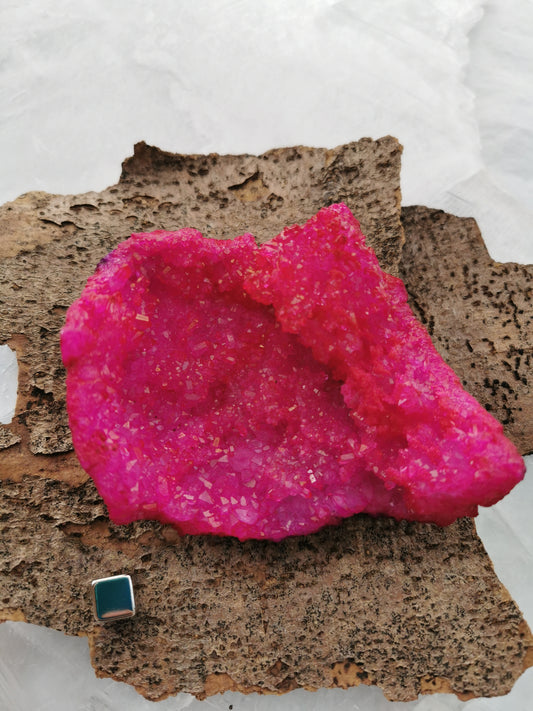 Calcit Pink rå - farvet