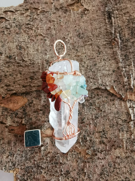 Rock crystal w/ Tree of Life pendant
