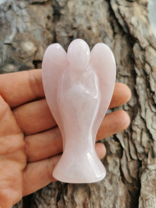 Rosakvarts engel - højde 7,8 cm